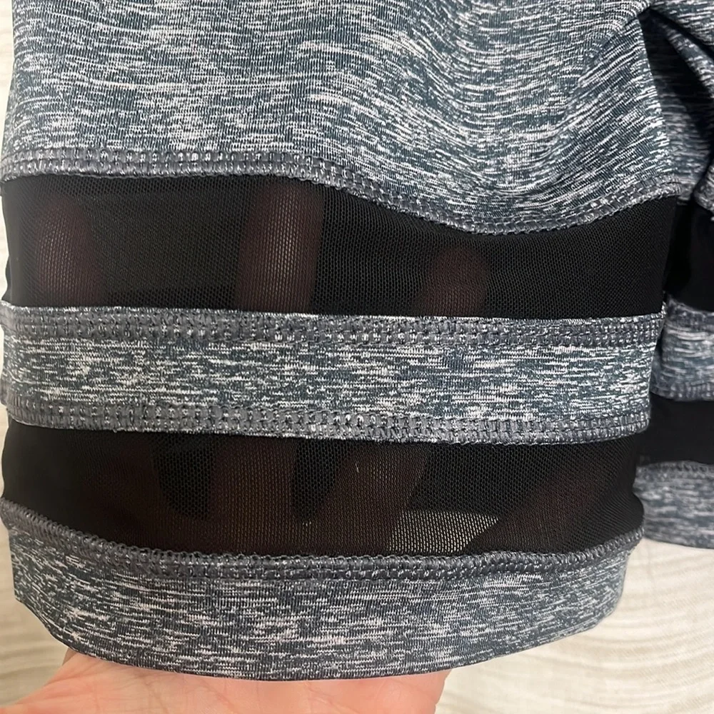 LAST CALL Grey biker shorts with mesh accents